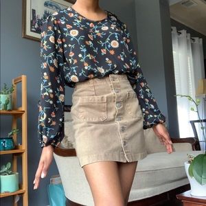 Vintage Tan Button Down Bongo Skirt
